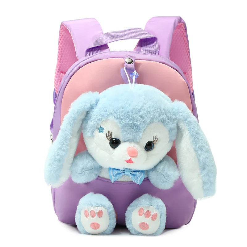 Plush 3D Rabbit Kids Backpack – Cute Bow Tie Cartoon Preschool & Kindergarten School Bag