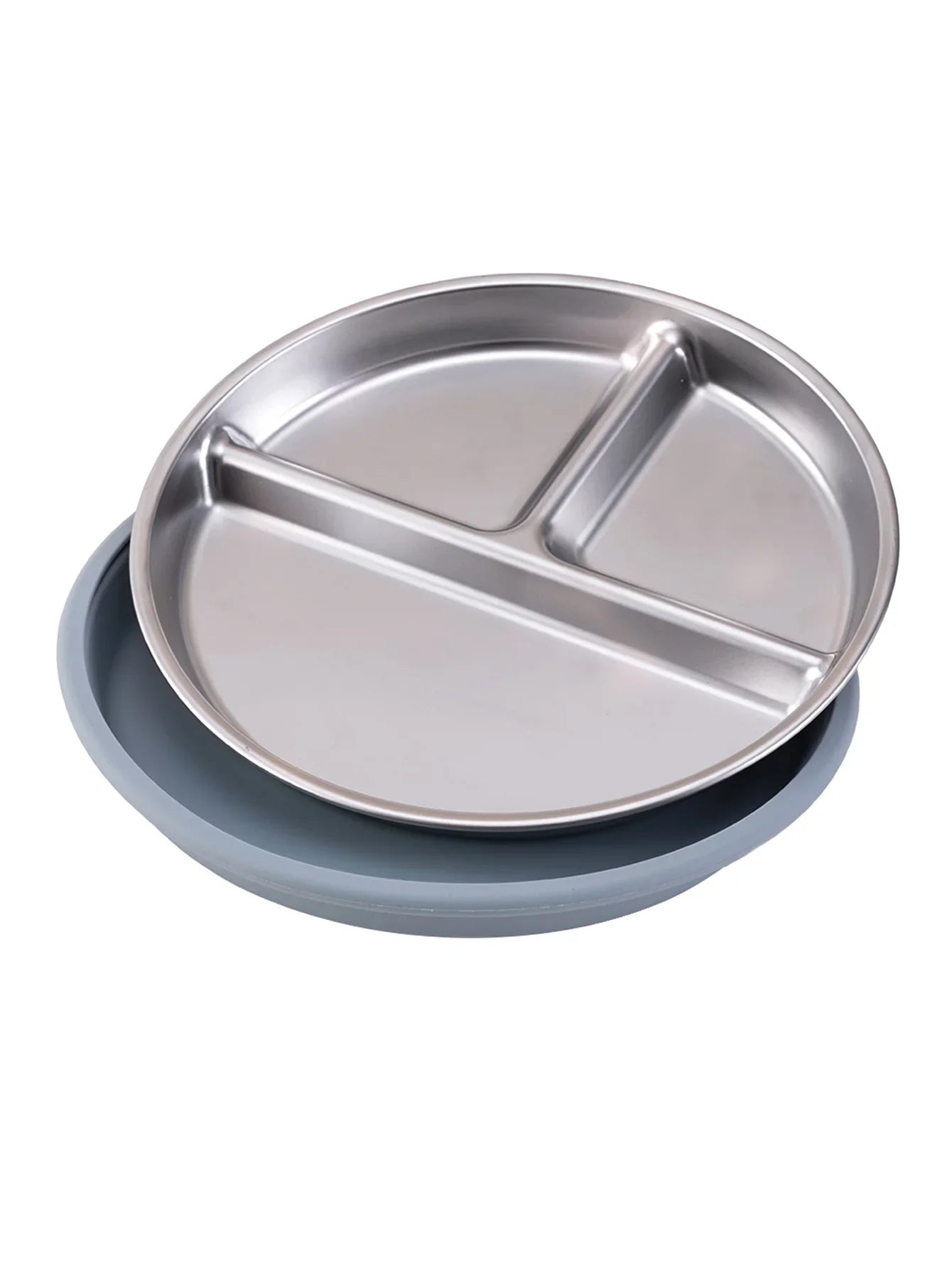 Stainless Steel Baby Plate with Detachable Suction Silicone Tray – Food-Grade Non-Slip Feeding Bowl for Infants & Toddlers
