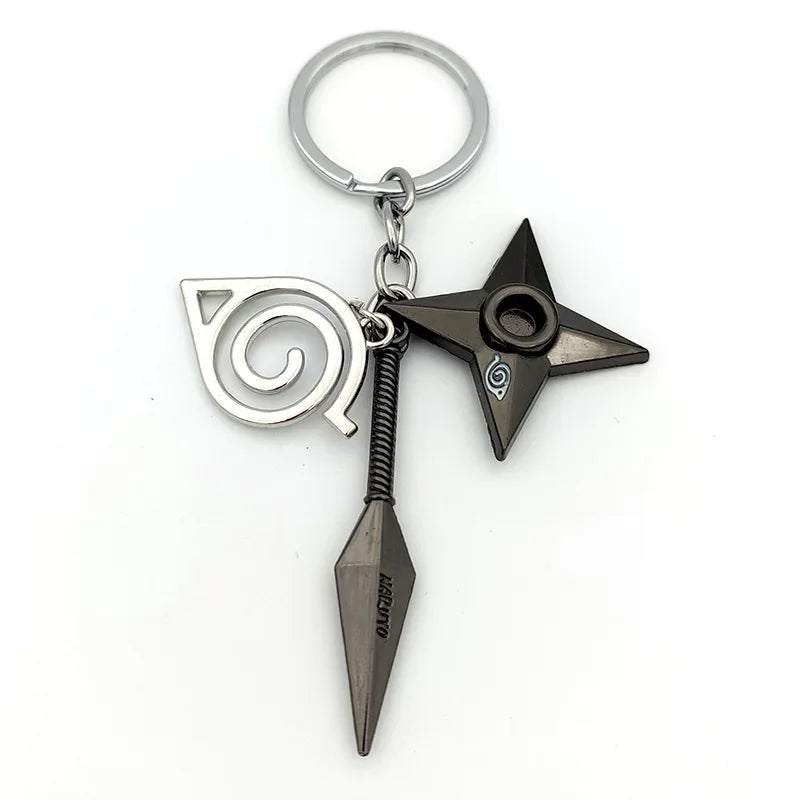 Anime Ninja Keychain Set: Kunai, Shuriken & Red Cloud Charms for Backpack, Car & Keys