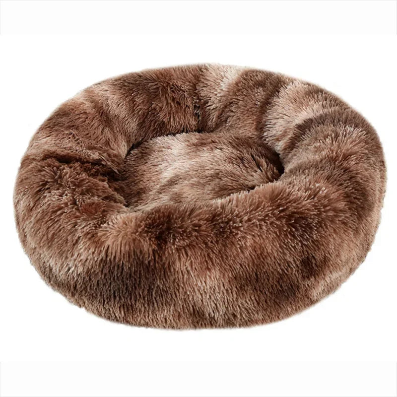 Calming Plush Pet Bed for Dogs & Cats - Corduroy Fleece Bolster, Non-Slip Waterproof Bottom, Multiple Sizes (15.7–35.4 in / 40–90 cm)
