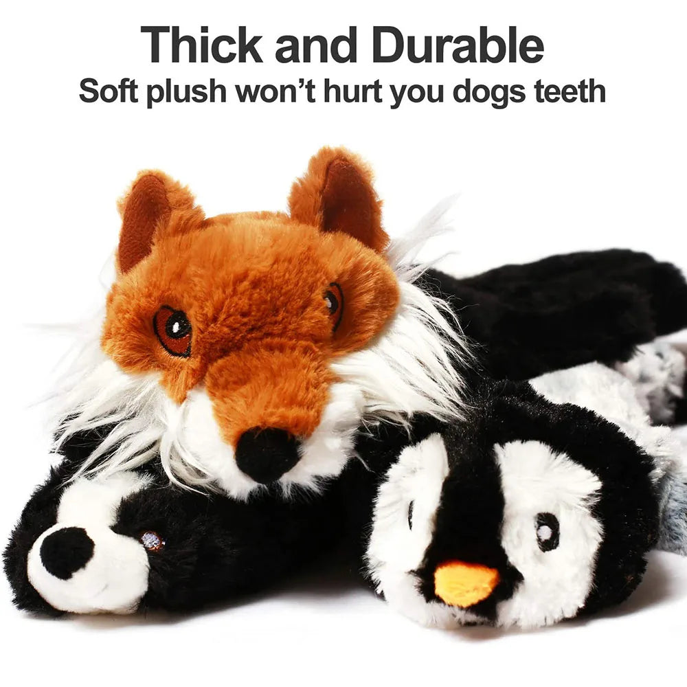 No-Stuffing Squeaky Dog Toy - Durable Simulated Animal Plush with Crinkle and Chew-Resistant Design