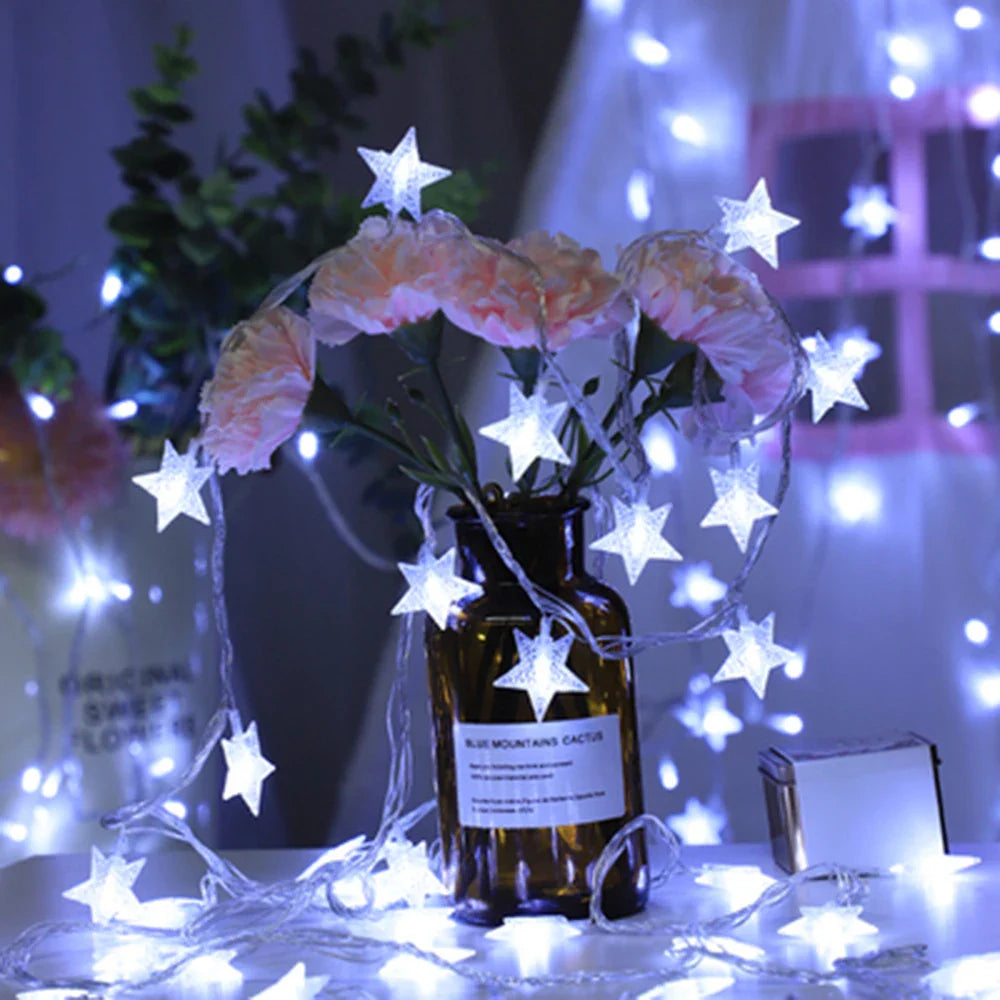 LED Star Fairy String Lights — 1.5/3/6/10m (10/20/40/80 LEDs) USB or Battery Operated IP44 Waterproof for Party, Wedding, Home & Patio