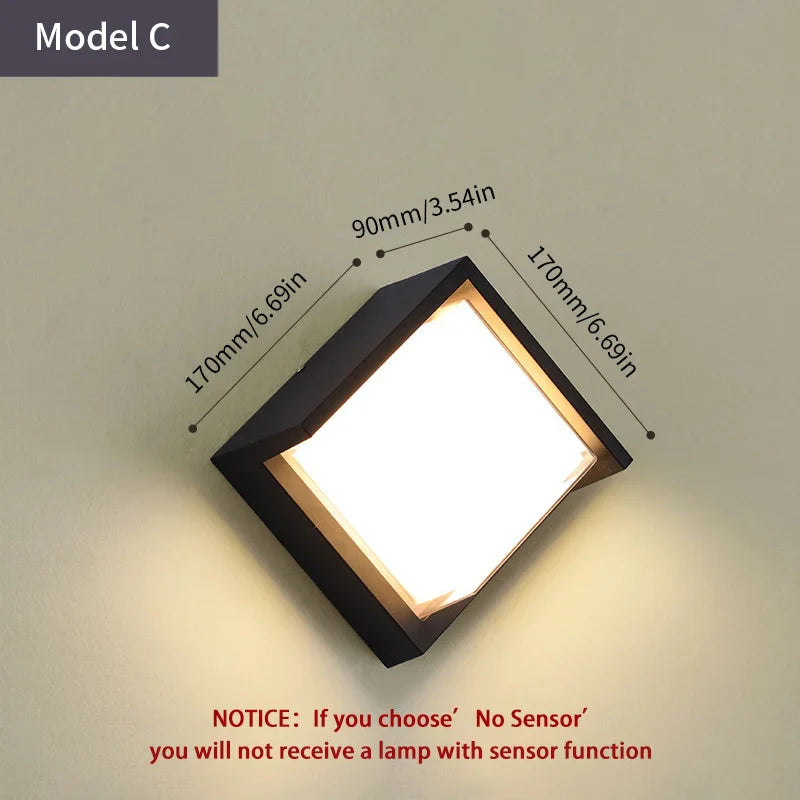 LED Outdoor Wall Light with Radar Motion Sensor - Waterproof Modern Porch & Garden Lamp AC85-265V