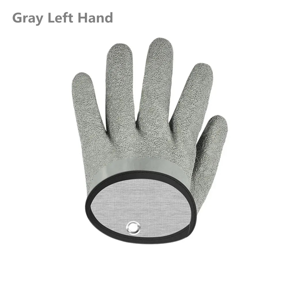 Waterproof Anti-Cut Fishing Gloves - Full-Finger Non-Slip Latex Grip with Waist Hook (Left/Right)