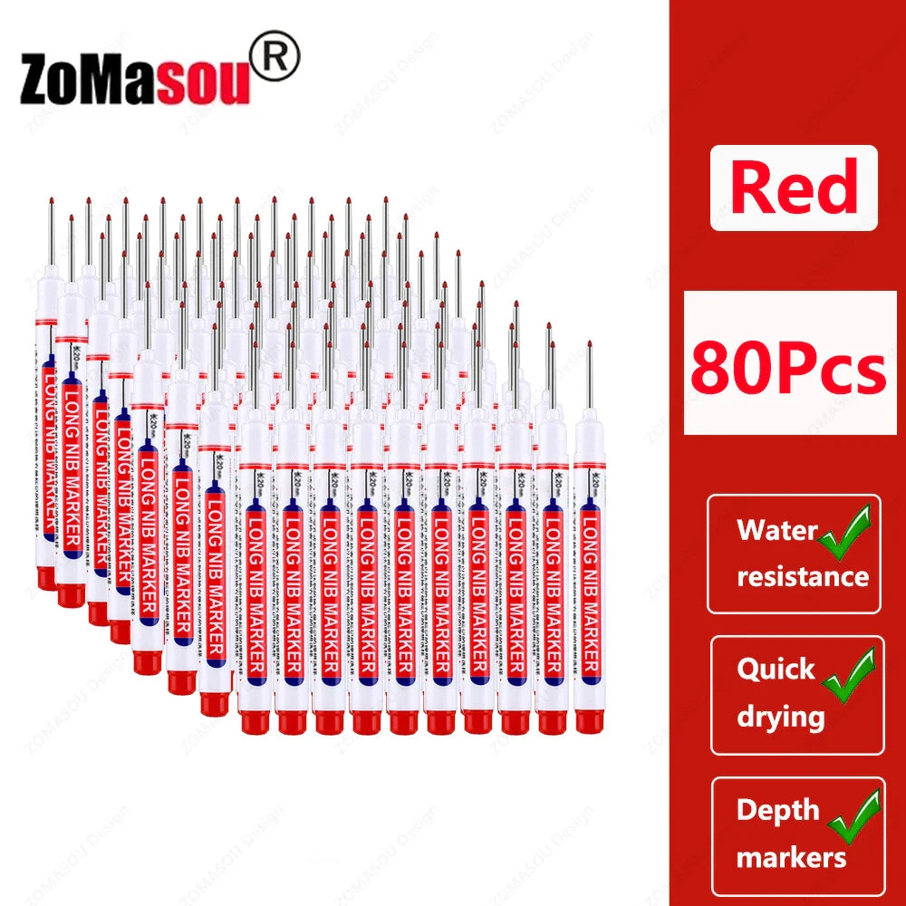 20mm Long-Head Deep Hole Marker Pens - Waterproof Fast-Dry Oil Markers for Wood, Metal & Glass (Red/Black/Blue/Green)