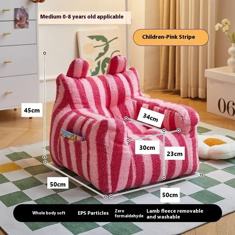 Lamb Fleece Kids Sofa Chair - Portable Cartoon Baby Armchair for Infants & Toddlers