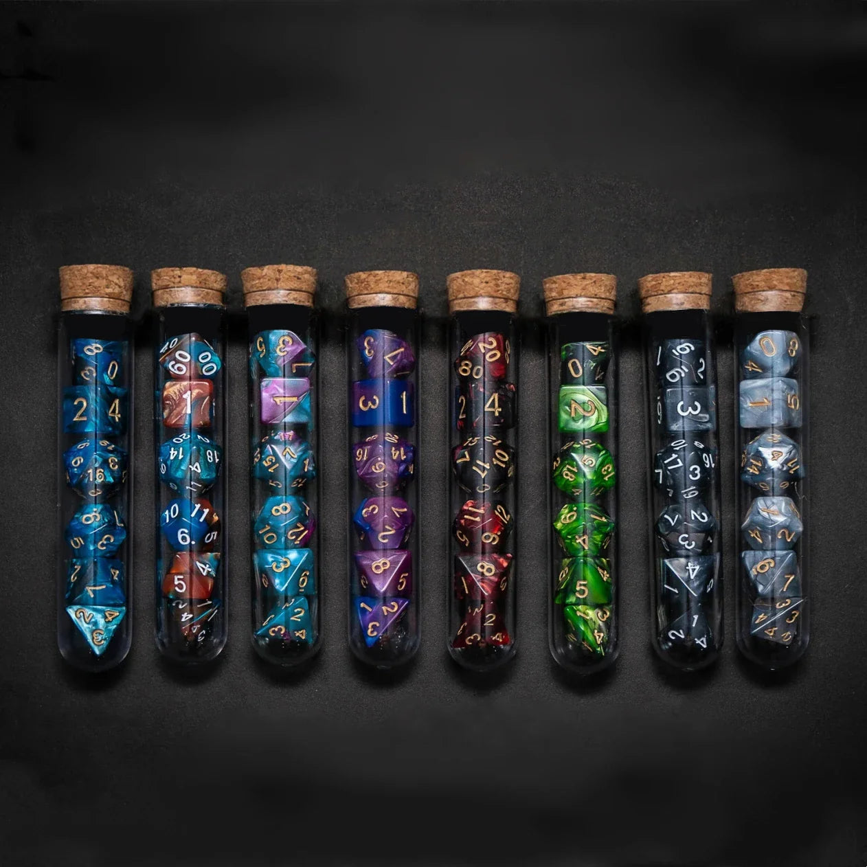 Transparent 7-Piece Polyhedral RPG Dice Set – D&D & Call of Cthulhu Tabletop Dice, Potion Flask Style