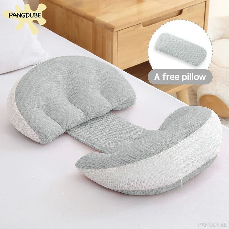 Pregnancy Body Pillow with Free Waist Support Pillow — Cotton-Polyester Maternity Sleeping Pillow, 64–78 × 36 cm (25–30.7 × 14 in)