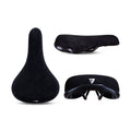 Wheelie Bicycle Saddle Black - Flannelette BMX and Mountain Bike Seat with Embroidered Logo, 8mm Rails, Unisex