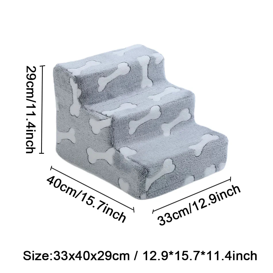 Pet Stairs for Dogs & Cats — 3- or 4-Step Detachable Sponge Ramp, Washable Waterproof Anti-Bite Pet Ladder
