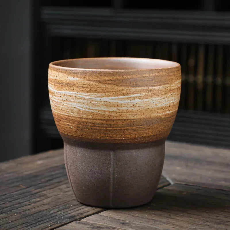 Japanese Style Rough Pottery Espresso & Gongfu Tea Cup Retro Ceramic Mug for Office and Home