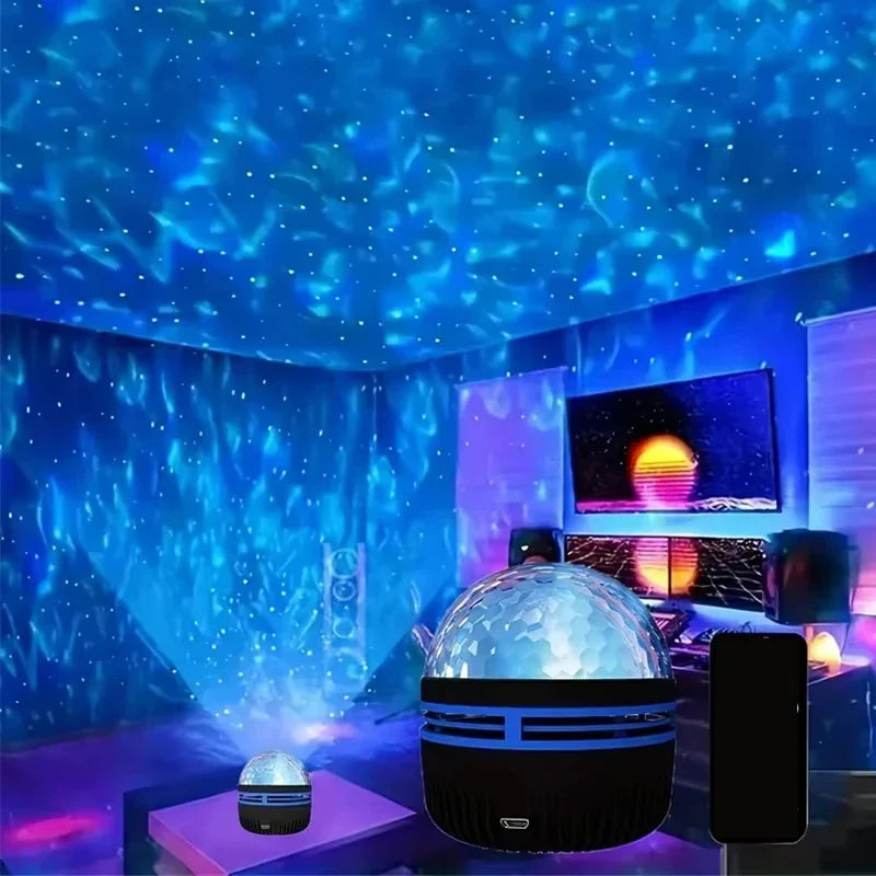 Starry Night Sky Projector LED USB Remote RGB Galaxy Night Light - 7 Modes for Bedroom Party Bar