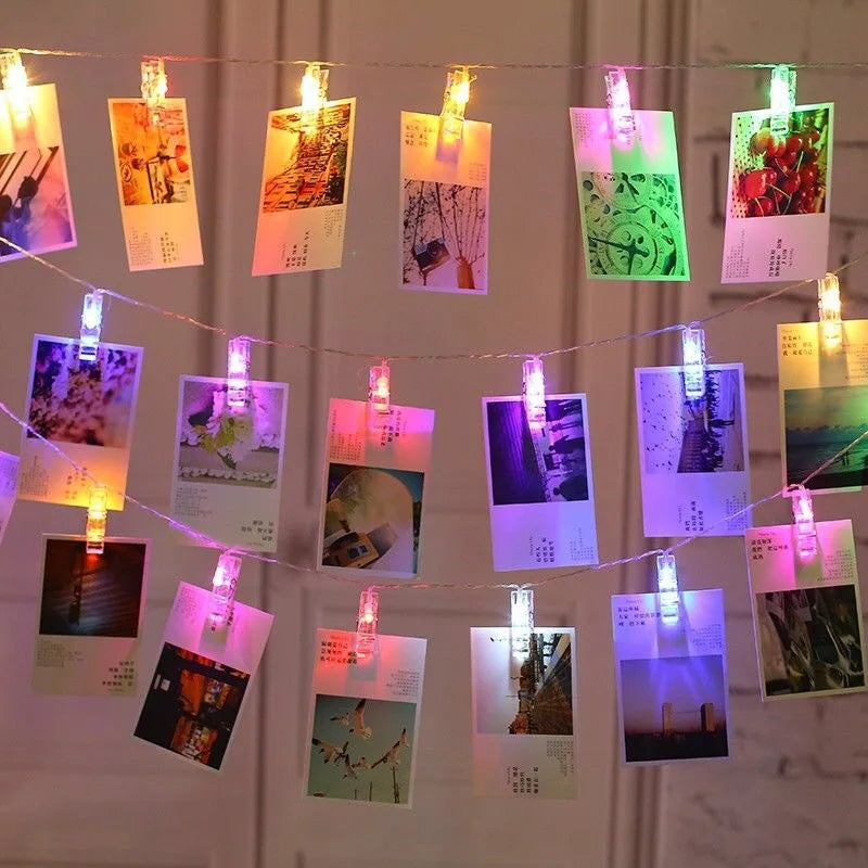 3M (9.8ft) 20 LED Photo Clip Fairy String Lights - Battery Operated Card Holder Garland for Christmas Wedding Party