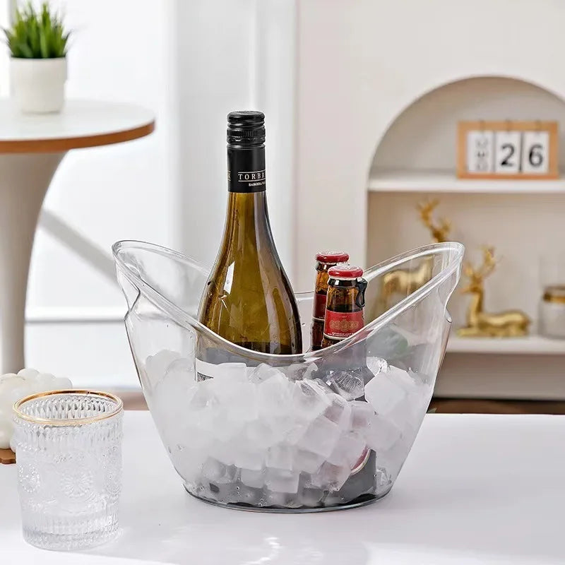 4L (4.23 qt) Clear Ice Bucket with Handle – Large Champagne & Wine Chiller for Bar & Parties