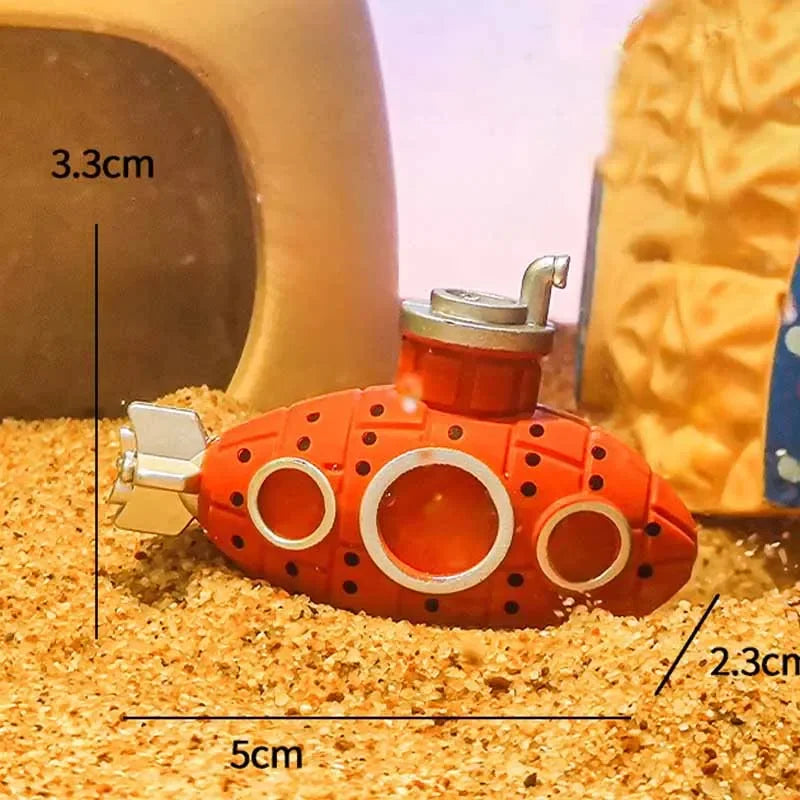 Resin Submarine Aquarium Ornament - Fish Tank Decoration & Shrimp Shelter (13 x 6 x 9 cm / 5.1 x 2.4 x 3.5 in) - Mini 5 x 3.3 x 2.3 cm (2.0 x 1.3 x 0.9 in)
