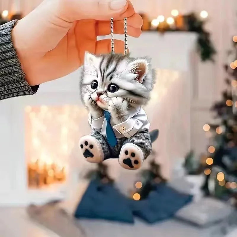 Cat-Shaped Rearview Mirror Ornament – Cute Hanging Car Pendant Car Interior Decor