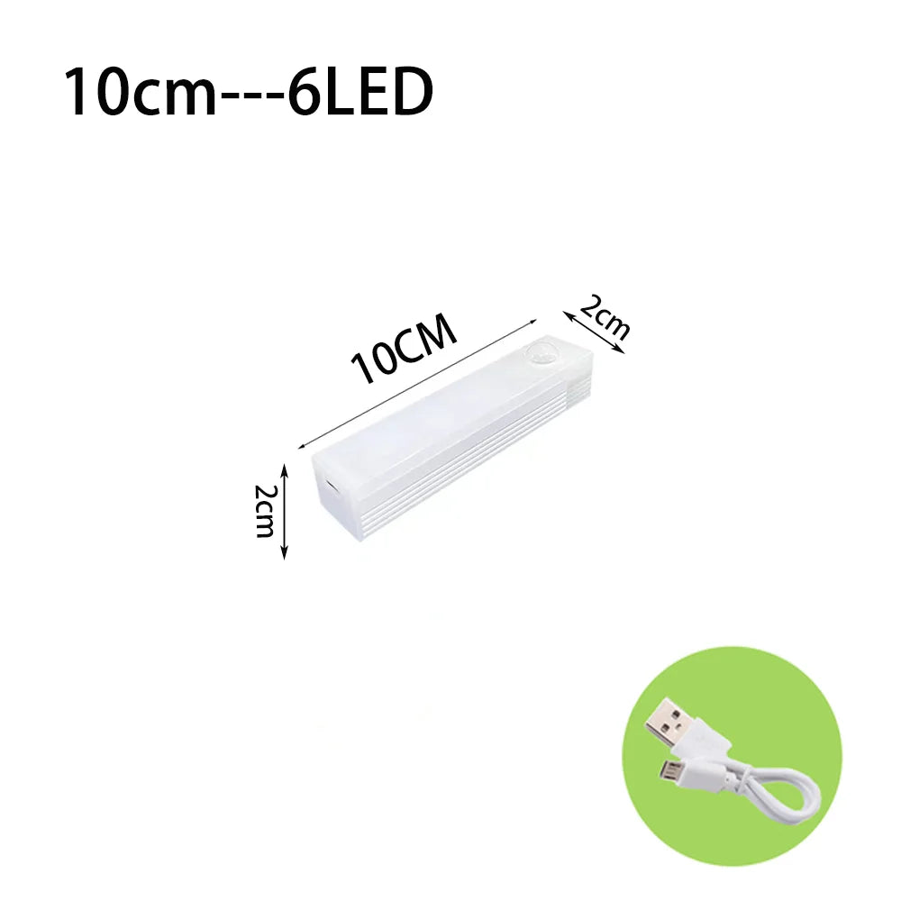 LED Motion Sensor Night Light 19.7 in (50 cm) – USB-C Rechargeable Wireless Cabinet, Wardrobe & Staircase Backlight