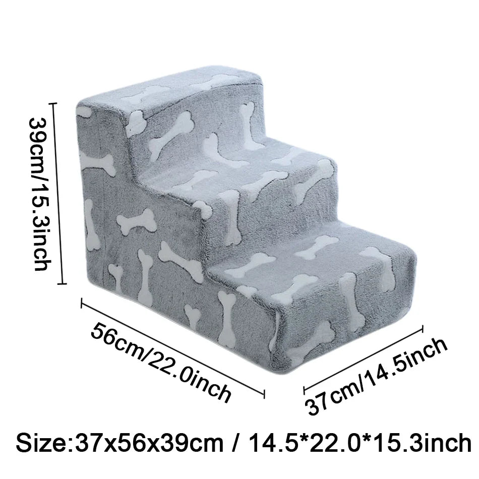 Pet Stairs for Dogs & Cats — 3- or 4-Step Detachable Sponge Ramp, Washable Waterproof Anti-Bite Pet Ladder