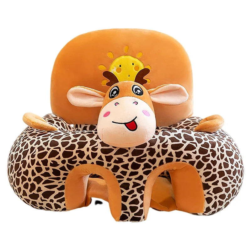 Plush Cartoon Baby Seat Cover (Cover Only) — Infant Sofa Support for Learn-to-Sit Toddlers, 21.7 x 21.7 x 15.7 in (55 x 55 x 40 cm), Washable
