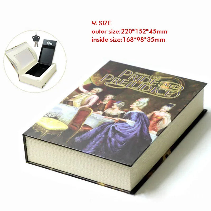 Hidden Book Safe with Key Lock — Metal Book-Shaped Home Safe (8.66 x 5.98 x 1.77 in / 220 x 152 x 45 mm)