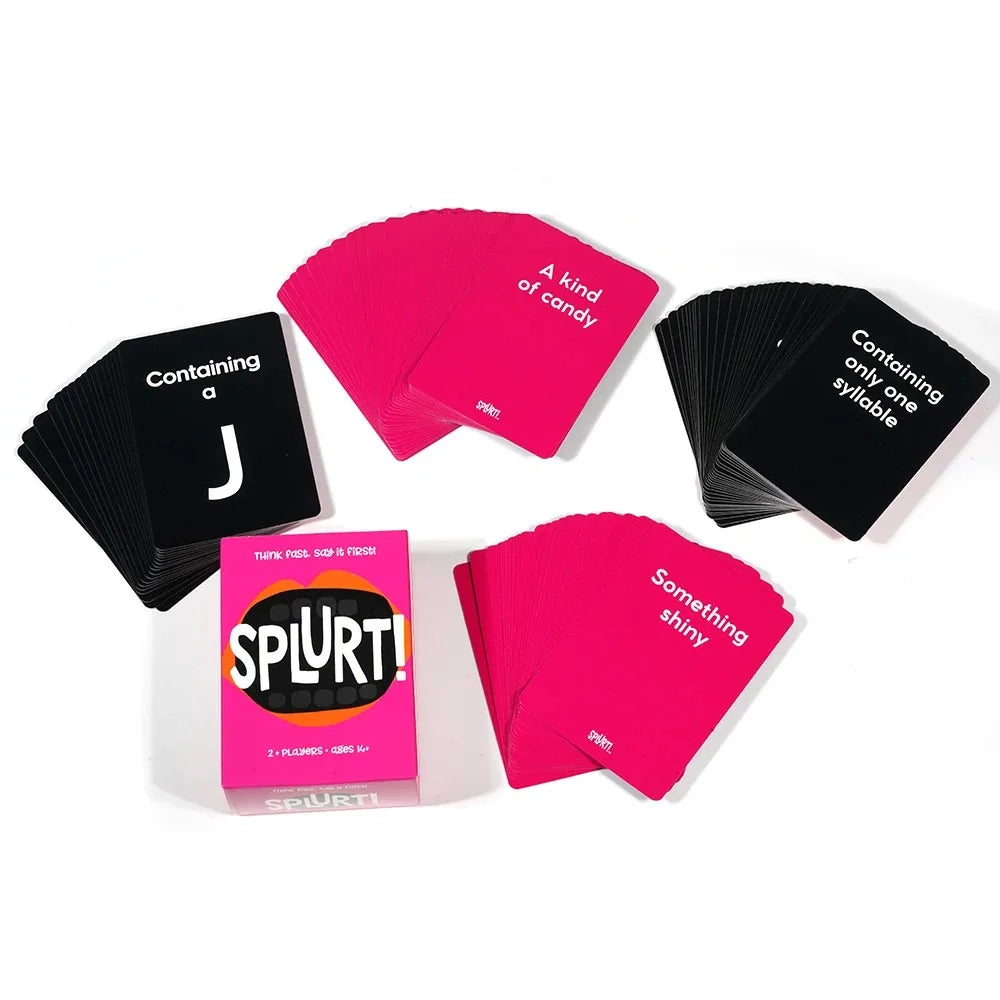 Splurt Think Fast Say It First Party Card Game – Portable Travel Pink Party Game for Family and Friends, Birthday Gift