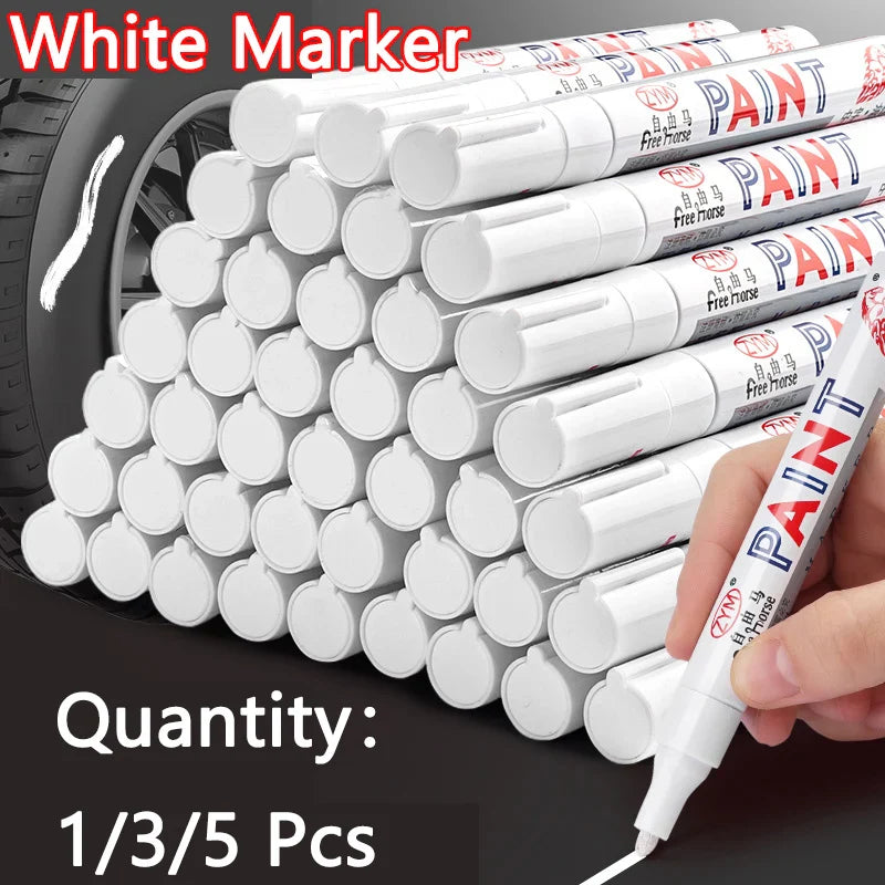 Opaque White Oily Paint Marker Pen Waterproof Gel Ink 0.8/1.0/2.0/2.8mm Nibs for DIY Graffiti, Sketching and Stationery