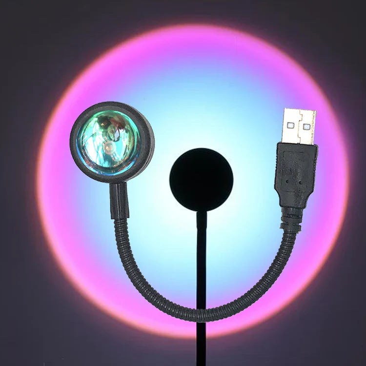 USB Sunset LED Lamp Rainbow Neon Night Light Projector, Bedroom & Photography Mood Light for Home Decor