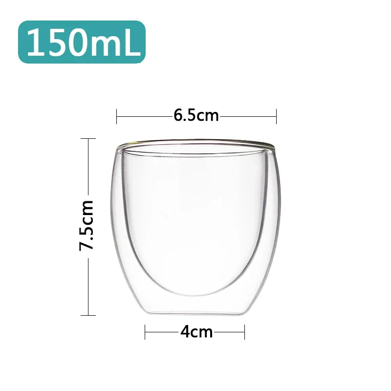 Double Wall Borosilicate Glass Mug - Heat-Resistant Insulated Tumbler for Coffee, Tea, Whiskey, Beer & Cocktails - Gift