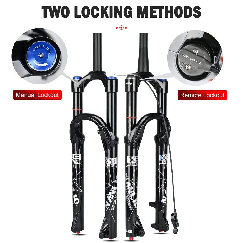 34mm MTB Suspension Fork for 26/27.5/29 in Wheels, Oil & Air Damping, 140/160mm (5.5/6.3 in) Travel with Metal Bushings