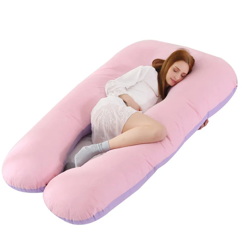 U-Shaped Maternity Pillow 130 x 75 cm (51 x 29.5 in) Pregnancy Side Sleeping Pillow with Waist Support, Removable Washable Cover