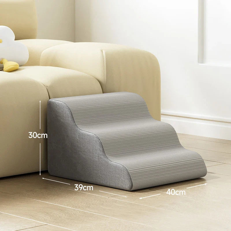 3/4-Step Pet Stairs Memory Foam Ramp for Small Dogs & Cats - Removable Washable Cover, Non-Slip Sofa Ramp