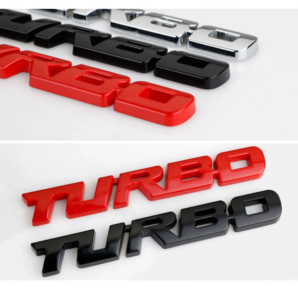 3D Turbo Boost Emblem Badge Car Sticker Chrome Zinc Alloy 9.7 x 1.1 cm (3.82 x 0.43 in)