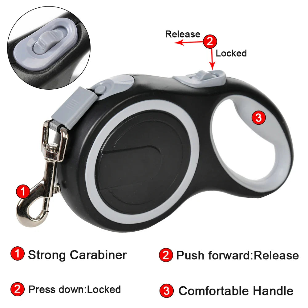 Retractable Dog Leash 8m (26 ft) Extendable Nylon Leash for Small, Medium & Large Dogs and Cats
