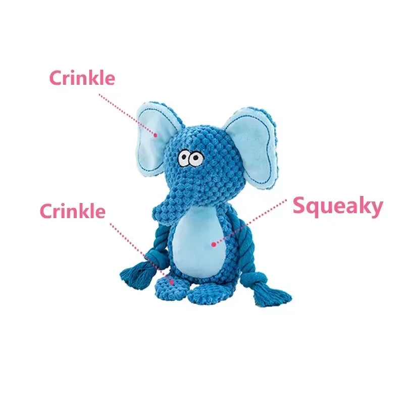 Indestructible Plush Squeaky Dog Chew Toy - Bite-Resistant Puppy Rattle for Small & Medium Dogs (7.5 x 3 in / 19 x 8 cm) - Assorted Animal Designs