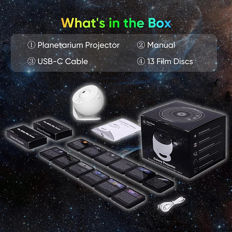 LED Galaxy Star Projector 13-in-1 Planetarium Night Light 360° Rotating for Bedroom & Gift