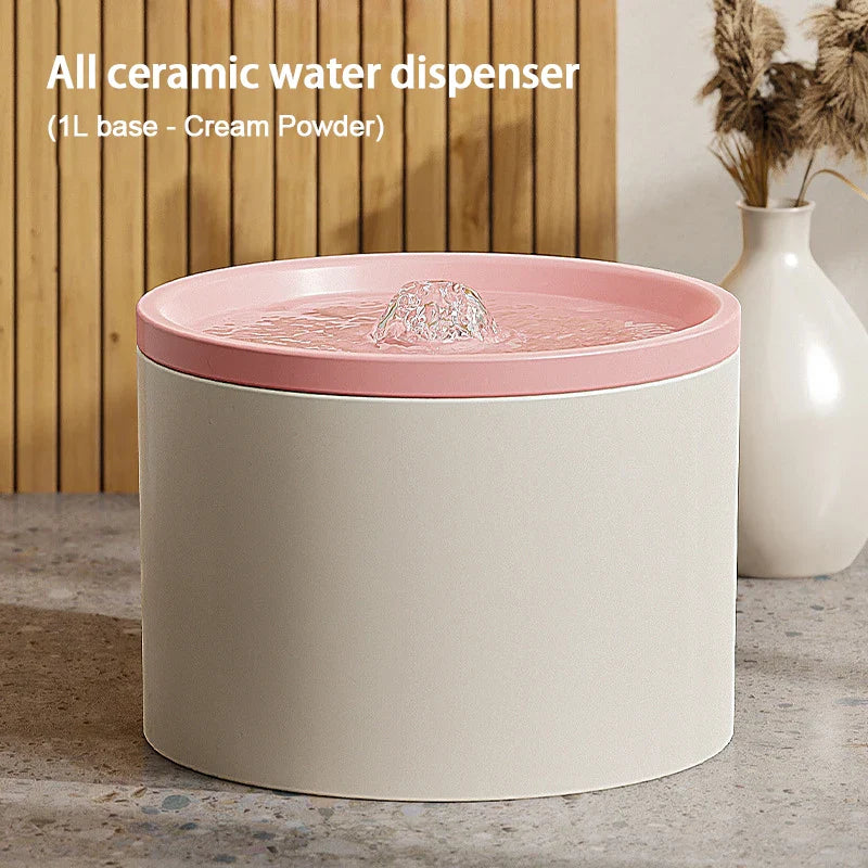 Ultra-Quiet Ceramic Pet Water Fountain for Cats & Small Dogs Automatic Filtered USB Dispenser