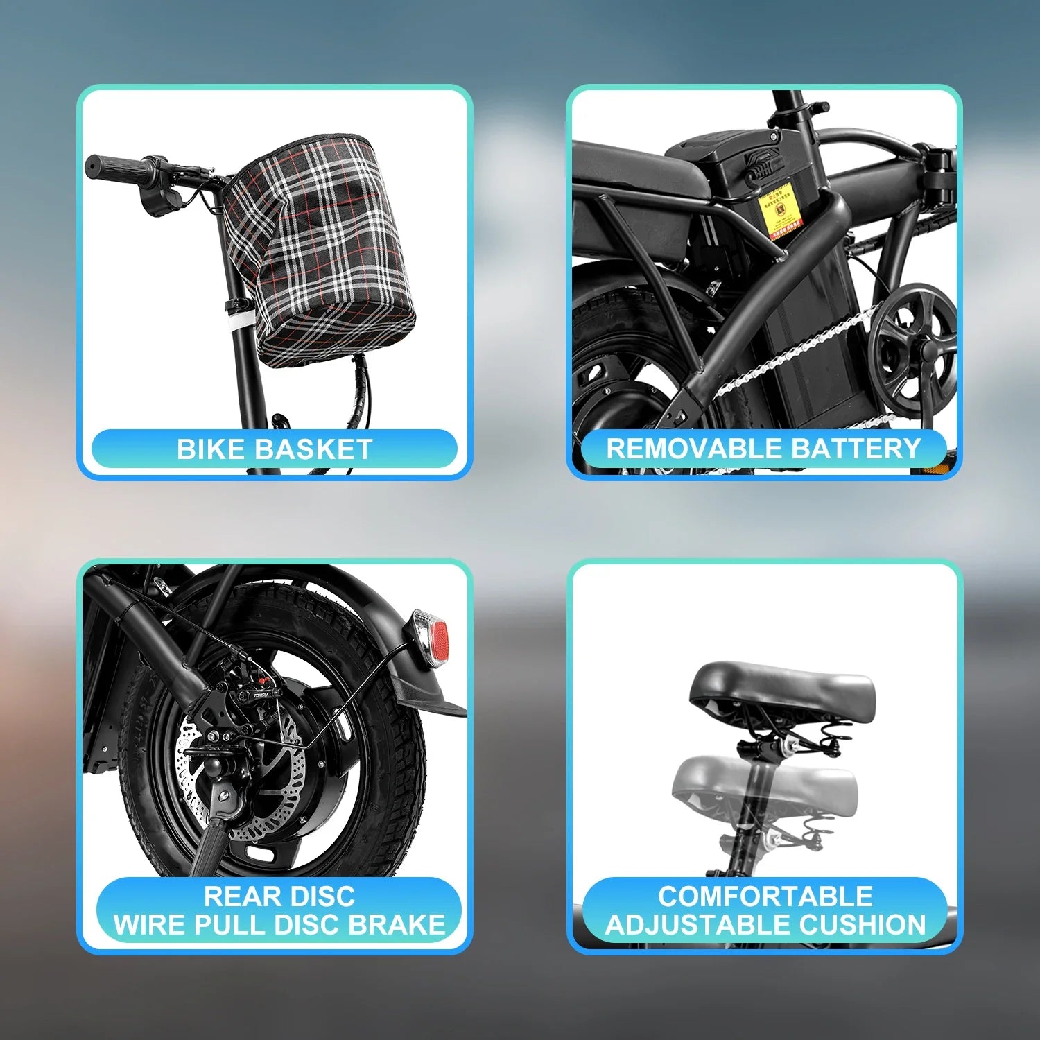 14-Inch (35 cm) Folding Electric Bike — 48V Removable Battery, 400W Motor, 20 MPH (32 km/h), 19–37 Mile (31–60 km) Range
