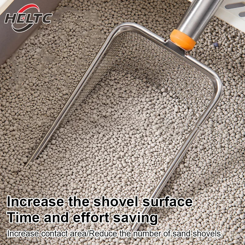 Stainless Steel Fine Mesh Cat Litter Scoop – Easy-Clean Non-Stick Shovel with Comfortable Grip