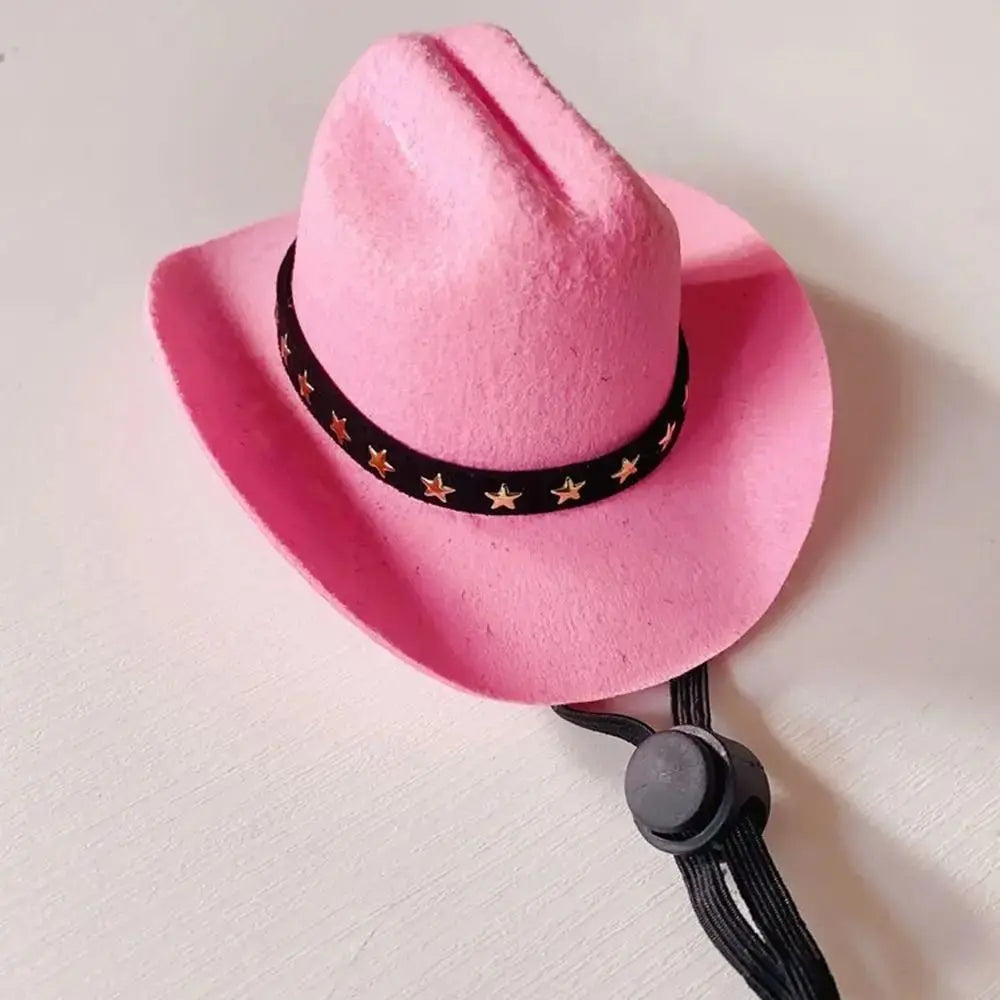 Adjustable Pet Cowboy Hat for Small Dogs & Cats – Funny Western Headwear, Summer Costume Accessory (5.3×4.3×2.4 in / 13.5×11×6 cm)