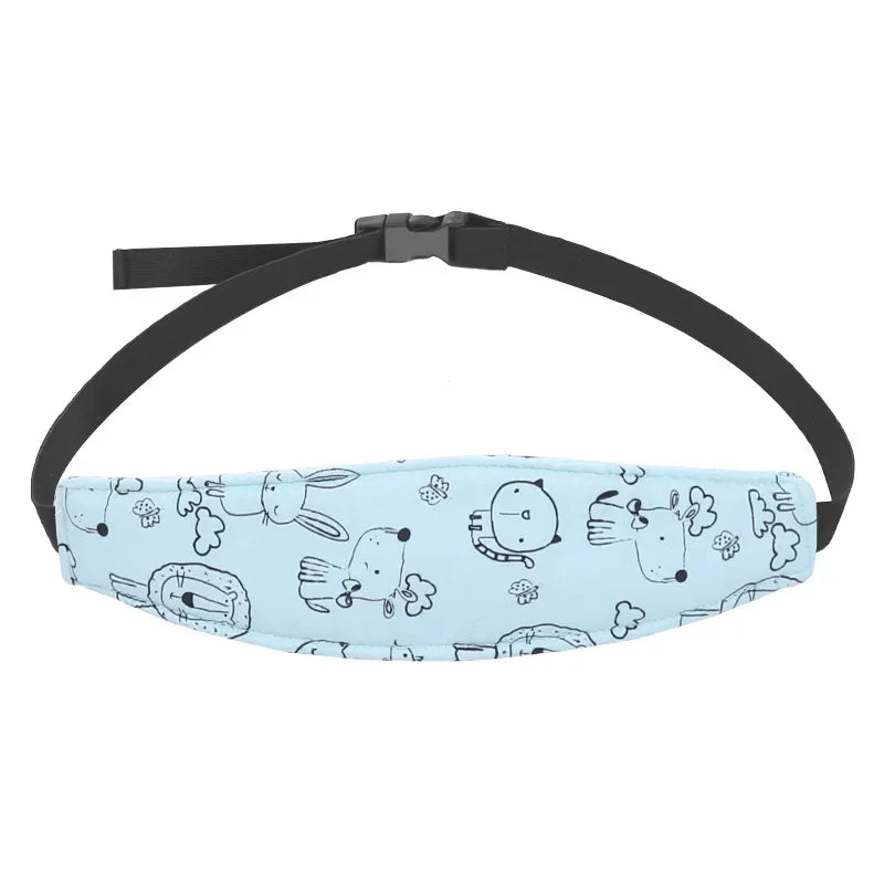 Infant Head Support Pillow for Car Seat & Stroller — Adjustable Belt Fastening Sleep Positioner, Unisex Cartoon Design