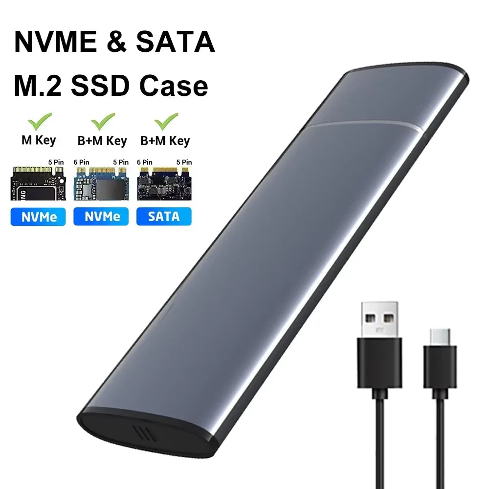 M.2 NVMe & SATA SSD Enclosure USB-C 10Gbps Supports 2230/2242/2260/2280