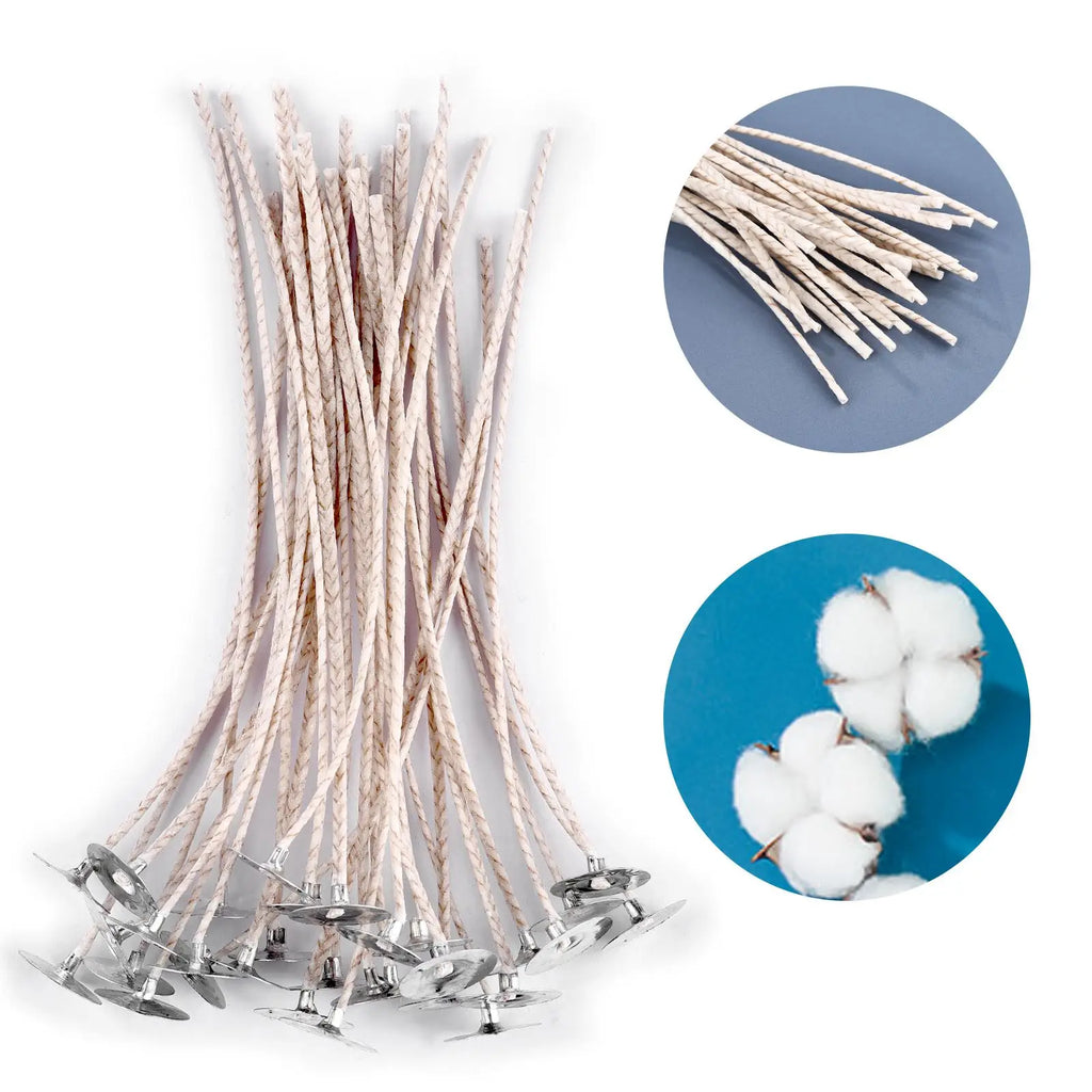 Smokeless Cotton Candle Wicks 30-Pack — 6–20 cm (2.4–7.9 in) Large-Base Woven Wicks for Soy Wax & Kerosene Lamps