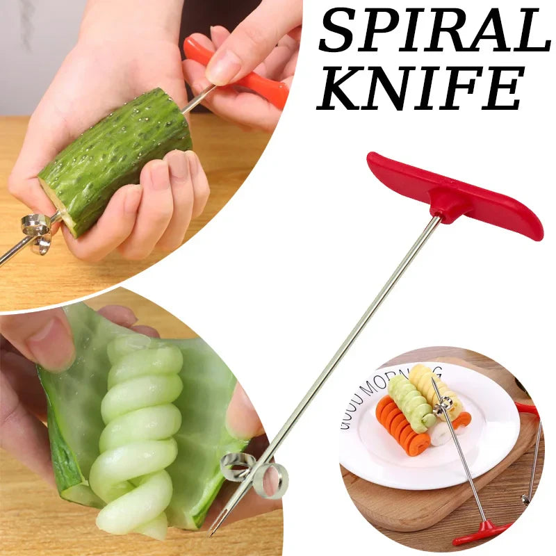 Handheld Vegetable Spiral Knife 1-Pack Stainless Steel Potato Carrot Cucumber Spiralizer Manual Veg Cutter