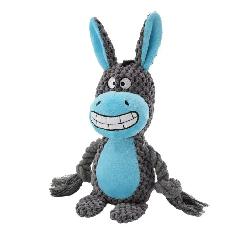 Indestructible Plush Squeaky Dog Chew Toy - Bite-Resistant Puppy Rattle for Small & Medium Dogs (7.5 x 3 in / 19 x 8 cm) - Assorted Animal Designs