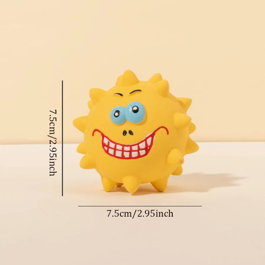 Squeaky Thorn Dog Chew Toy - Bite-Resistant Rubber Molar Cleaner for Puppies & Small Dogs, 3 in (7.5 cm)