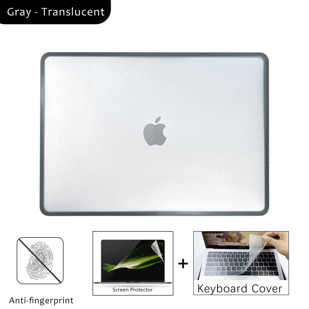 Matte Transparent PC+TPU Protective Case for MacBook Air & Pro 13/13.6/14/15.3/16-inch (33-41 cm) - Full Shell with Keyboard Cover & Vented Non-Slip Feet