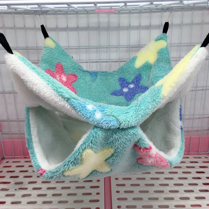 Fleece Hammock Hideout for Small Pets - Hamster, Guinea Pig, Sugar Glider, Rat | 20x20 cm (7.9x7.9 in) & 34x34 cm (13.4x13.4 in)