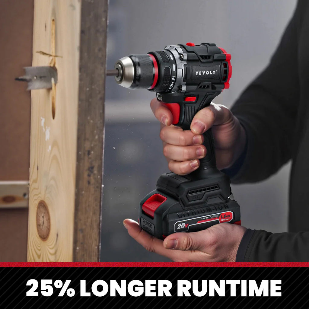20V Brushless Cordless Drill Driver, Compact 21+1 Torque Keyless 3/8\" (0.8–10mm) Handheld Screwdriver with LED