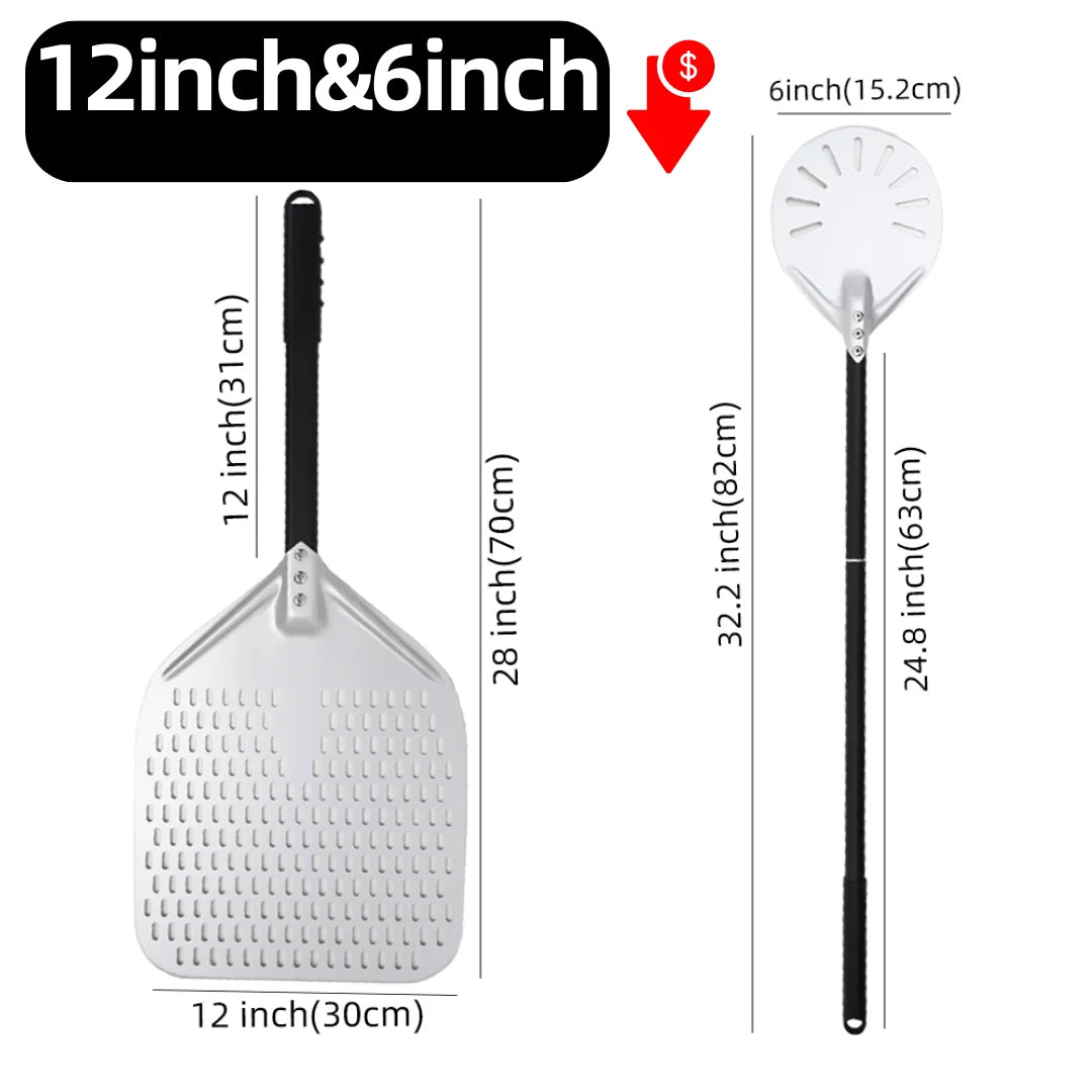 Hard-Anodized Aluminum Pizza Peel 6, 12, 13 and 14 Inch (15, 30, 33, 35.5 cm) Bread Paddle Oven Spatula