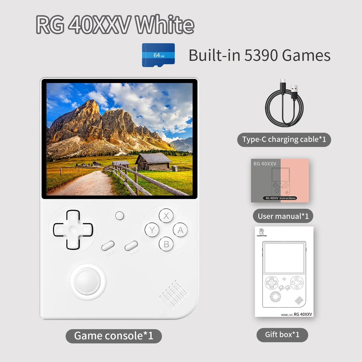 Handheld Retro Game Console - Linux 64‑bit, 4.0-inch (10.16 cm) IPS 640x480, RGB Joystick, HDMI Output, Wi‑Fi & Bluetooth, 64GB